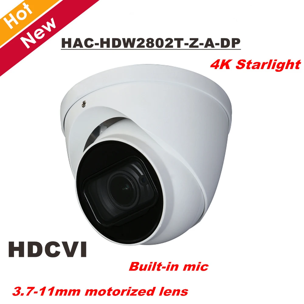 DH 4 К Starlight HDCVI камера Smart IR купольная Встроенный микрофон мм 3 7 11 Моторизованный