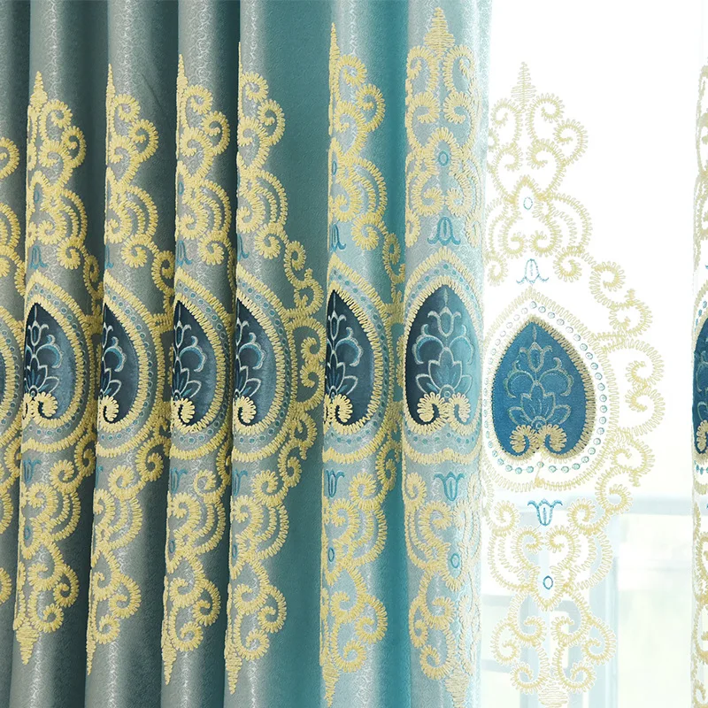 Европейские вышитые Оконные Занавески для гостиной роскошные шторы из