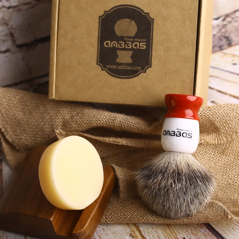 Набор кистей для бритья Anbbas барсук щётка из нержавеющей стали мыла и ручного |