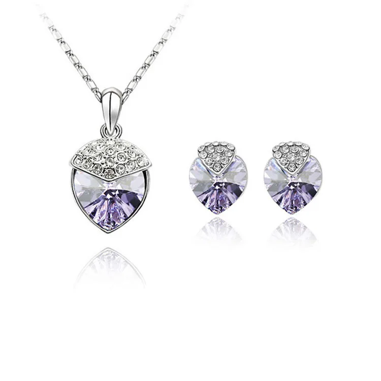 Комплект из колье и серёг с австрийскими кристаллами|jewellery fashion|wedding jewelry setsfashion set |