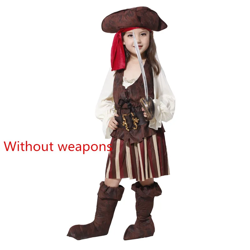 girl pirate 3 Роскошные костюмы пирата на Хэллоуин; детский Карнавальный костюм для девочек; детская одежда; полный комплект; платье с головной убор - Цвет: girl pirate 3