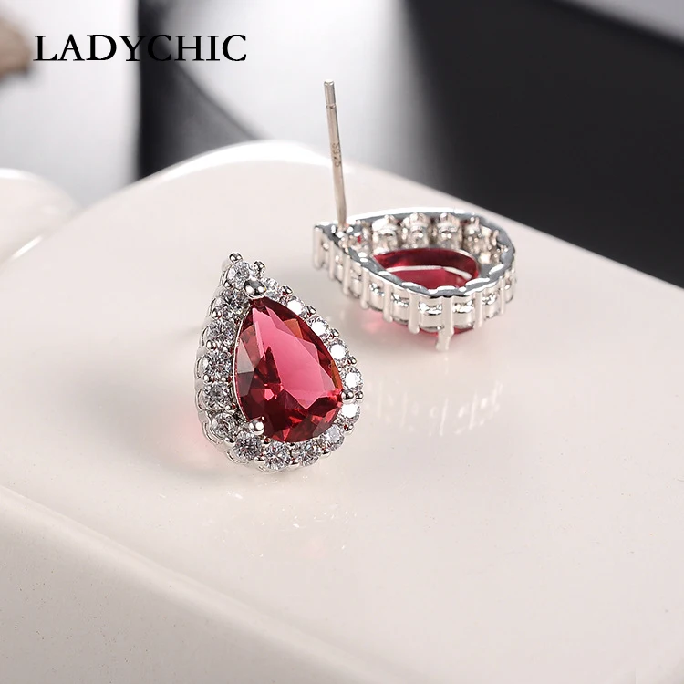 LADYCHIC Classic Water-Drop Stud Earrings for Women Top Quality Multicolor Zircon Wedding Jewelry Free Shipping LE1330 | Украшения и