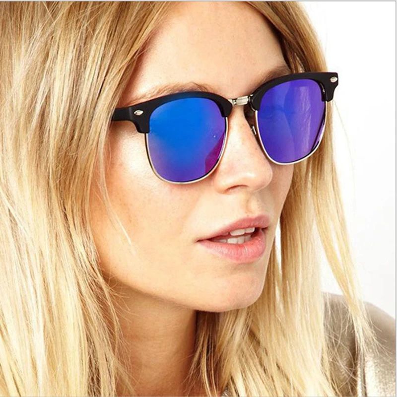 High Quality Half Metal Sunglasses Men Women Brand Designer Glasses Mirror Sun Fashion Gafas UV400 | Аксессуары для одежды