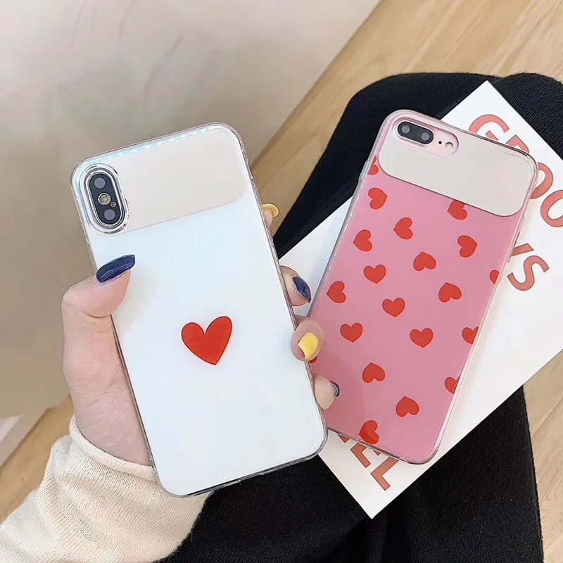Colorful Love Heart Mirror Splicing Phone Case For iphone XS Max XR Cases X 7 6 6S 8 Plus Fashion Back Cover |