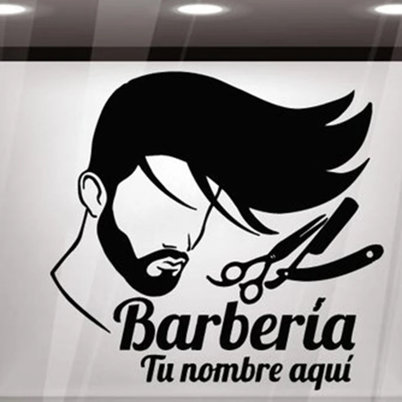 Men Barbershop Sign Wall Stickers Mural Barber Shop Logo Sticker Window Decal Decor Wall Decal For Hair Salon Rmovable X38