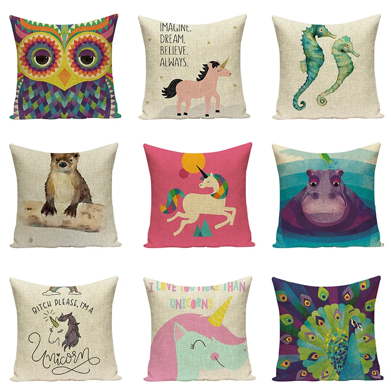 Наволочка для подушки наволочка с животным принтом мультяшный Единорог