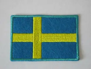 

Hot ! Free shipping Sweden national flag jack iron on applique or Sew on fashion embroidery applique patch