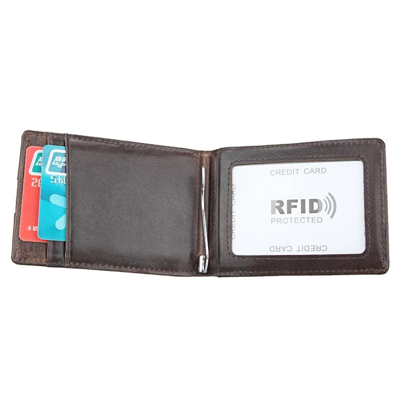 Тонкие туфли из натуральной кожи мужской зажим для денег бумажник Billfold Rfid Бумажник мужской кошелек Билл кошелек для долларов карты Денежные держатель с зажимом для денег деньги чехол