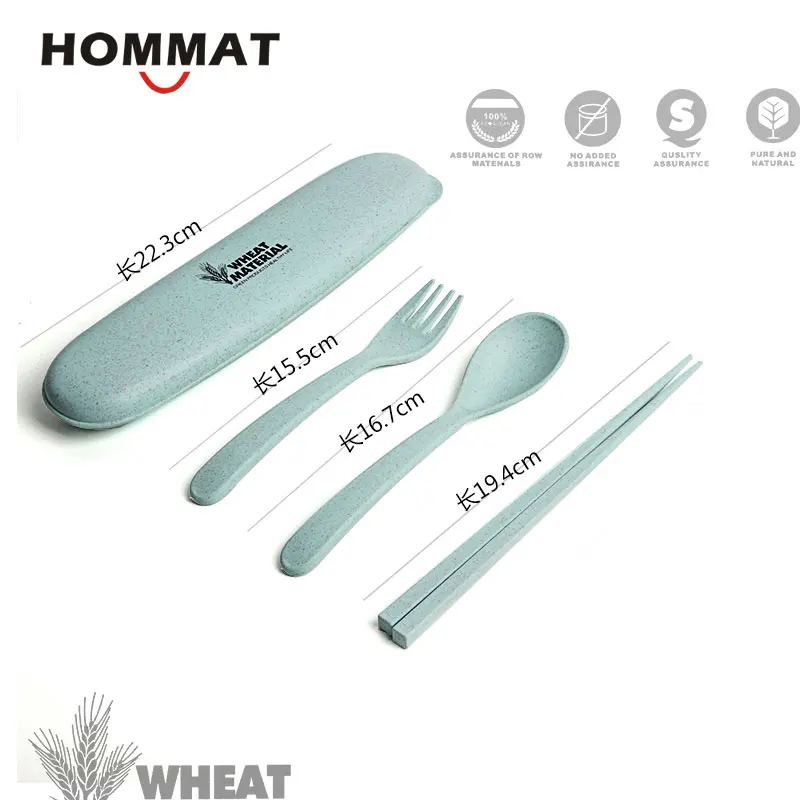 3pcs/set Eco Outside Portable Wheat Straw Plastic Dinnerware Set Nontoxic Flatware Scoops Fork Camping Travel Tableware | Дом и сад