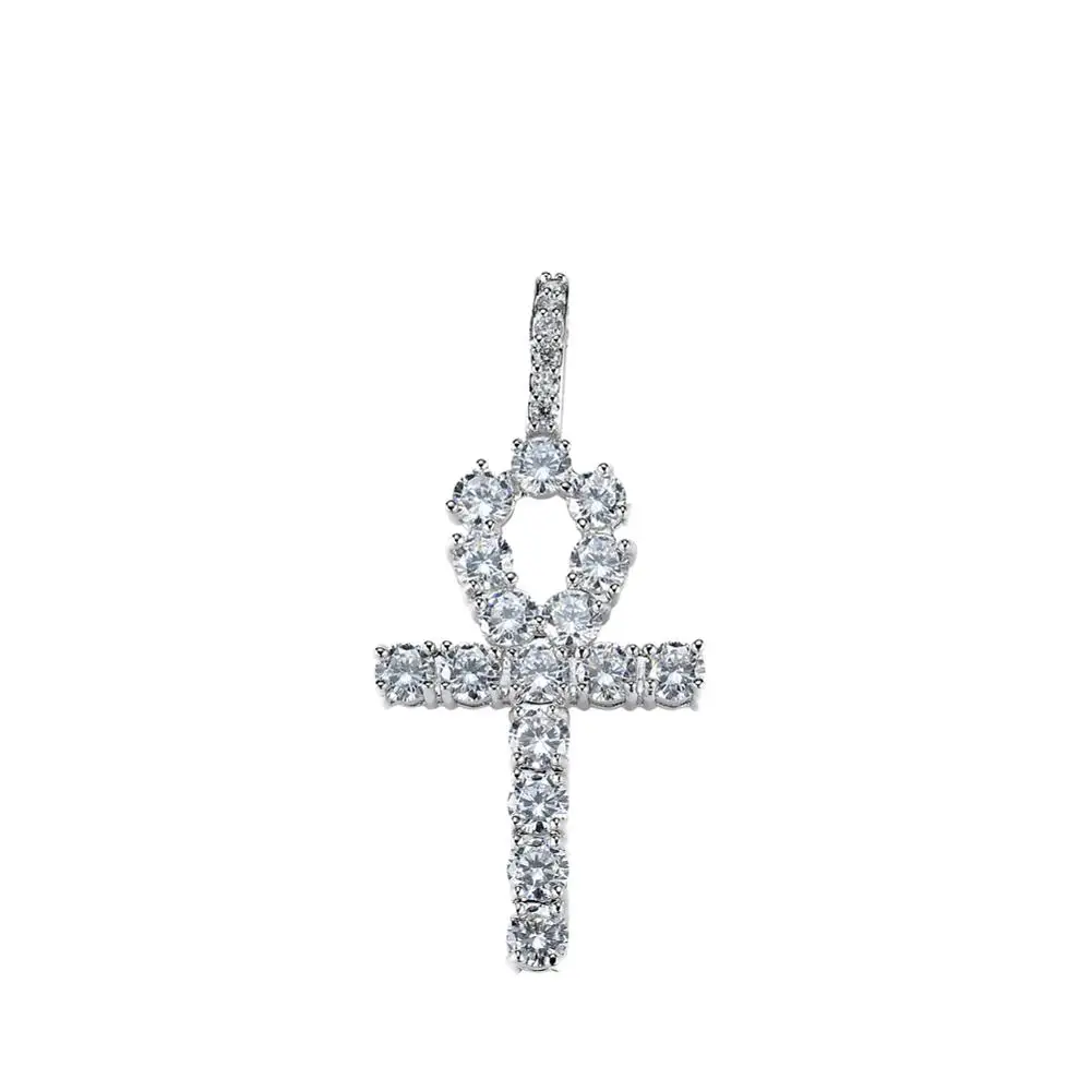 style A silver Льдом CZ теннисная цепочка в стиле «хип-хоп» Anha крест кулон латунь настройка CZ камни Цепочки и ожерелья ювелирные побрякушки CN019 - Окраска металла: style A silver