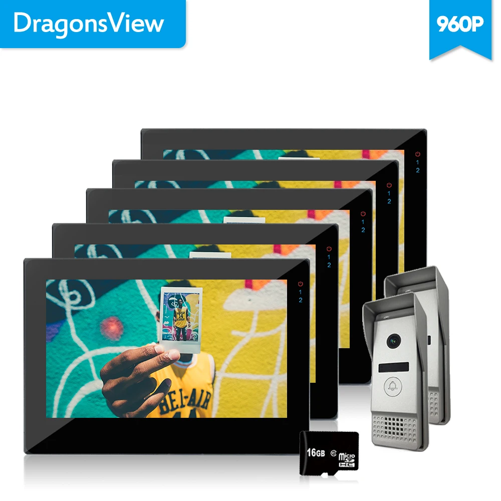 Видеодомофон Dragonsview система звонков поддерживает электрический замок (не входит