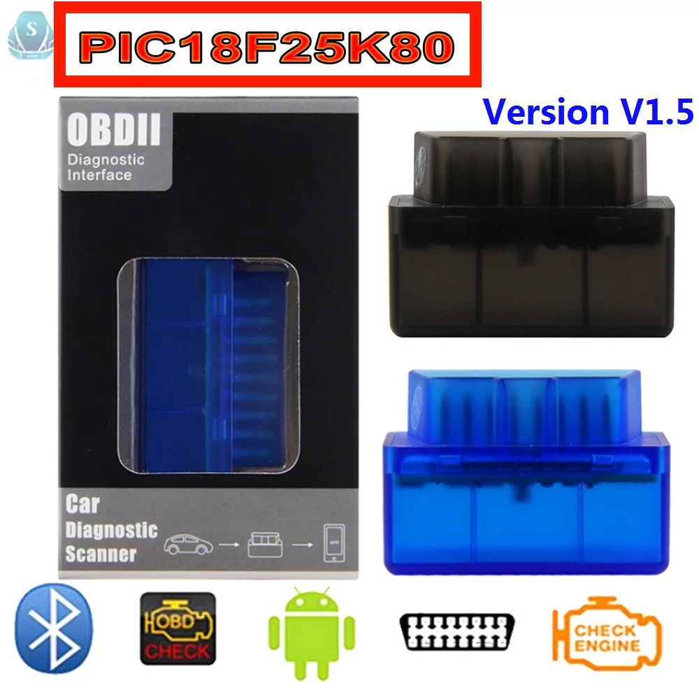 

Best ELM327 V1.5 Bluetooth PIC18F25K80 Chip OBD2 OBD II Car Diagnostic Scanner Support OBD II protocols elm 327 bluetooth V1.5