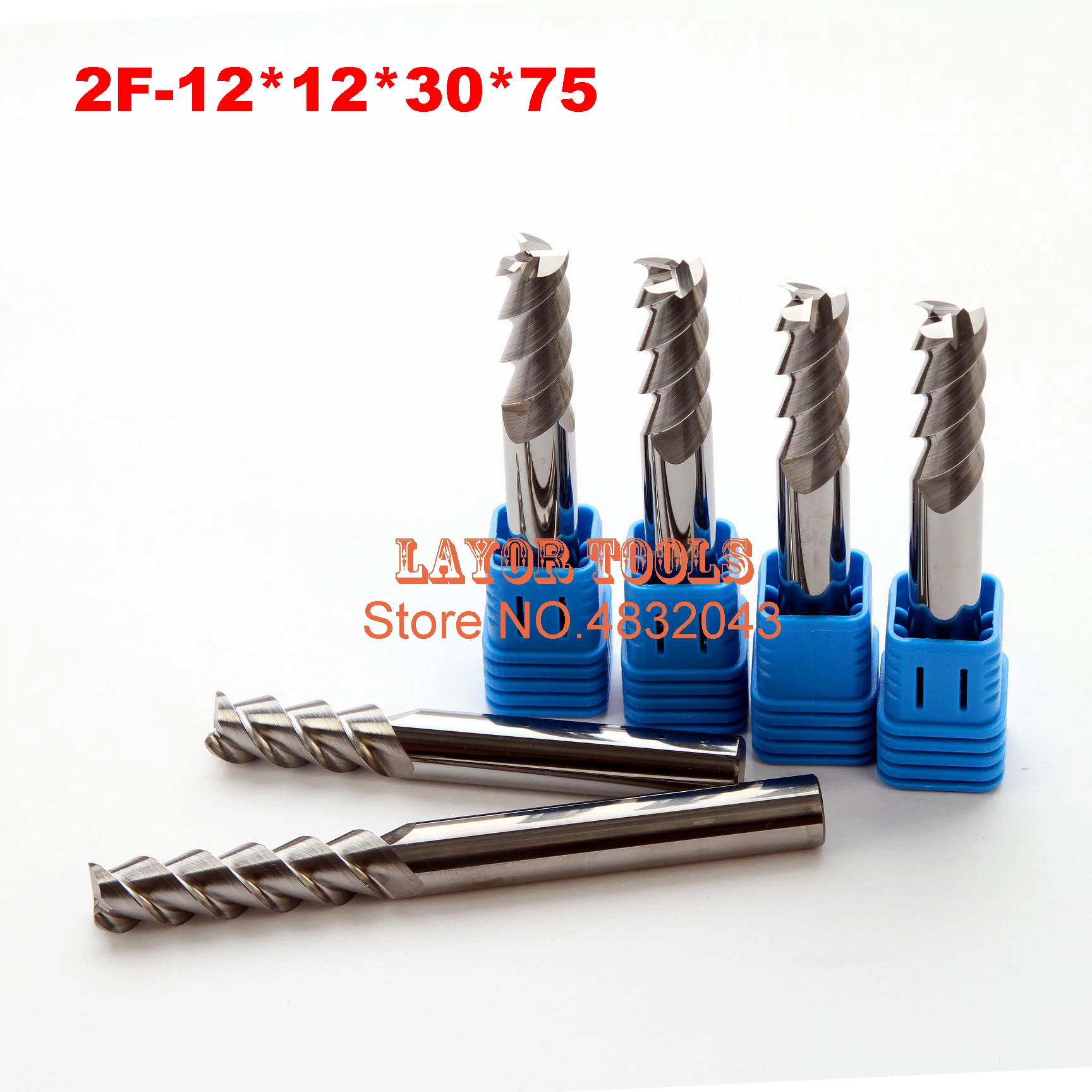 2 Flute 2F*12*12*30*75 CNC tool tungsten alloy milling cutter special flat aluminum alloy cutter aluminum alloy milling cutter