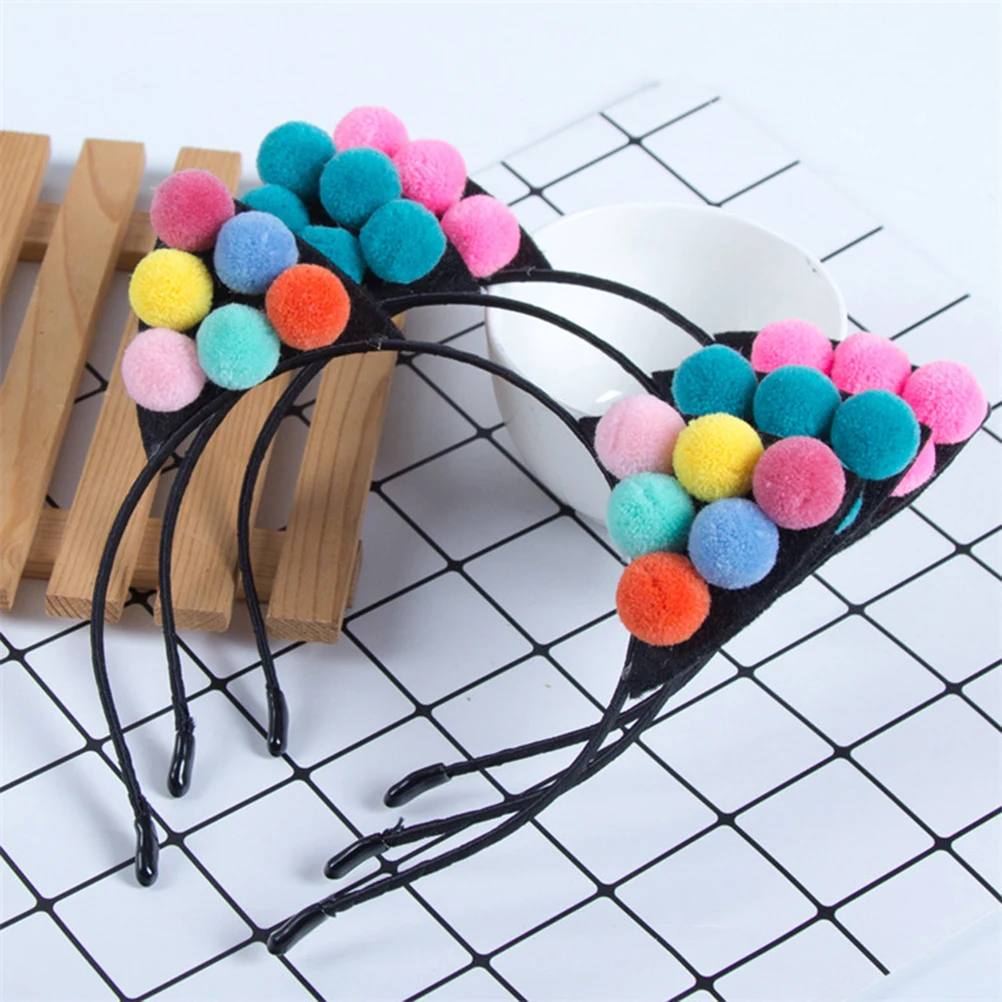 6 шт./компл. Очаровательная Милая головная повязка карамельного цвета с помпонами