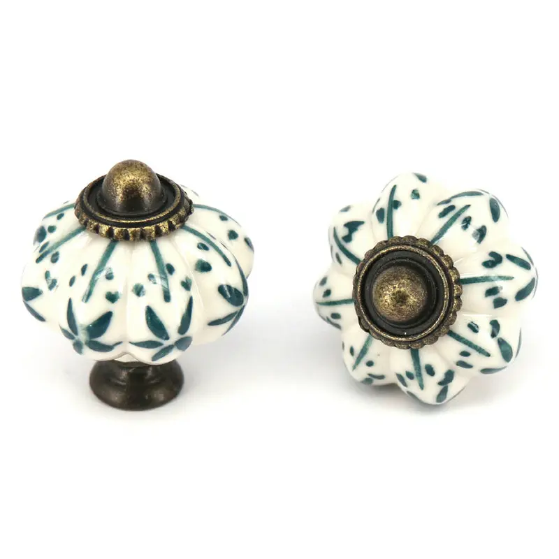 

Hand painted Furniture Knobs Ceramic Drawer Cabinet Pulls Closet Cupboard door Handle antique pumpkin Handle