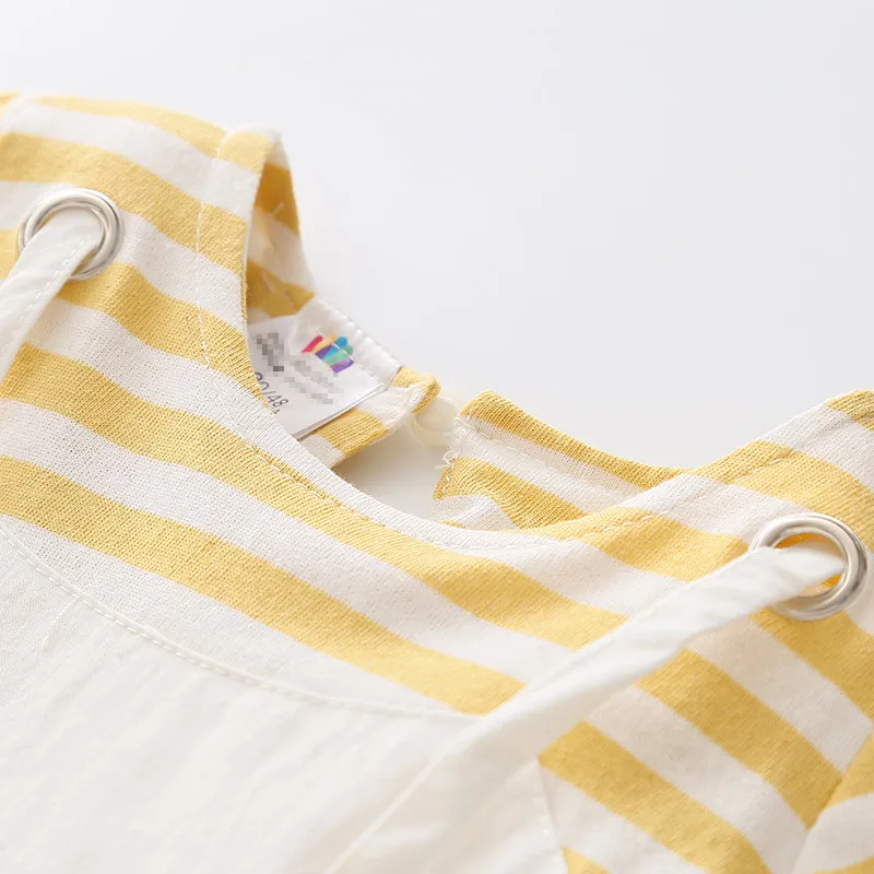 2021 Summer Little Kids Patchwork Short Sleeve Striped Fake Two Pcs Suspenders Dresses For Girls of 2 4 6 8 10 12T Years Old | Детская