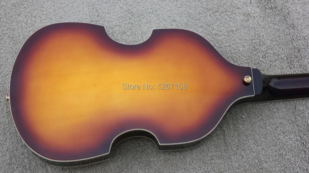 Винтаж SUNBURST Hofner стиль скрипка гитара полые тела шеи переплет Золотое
