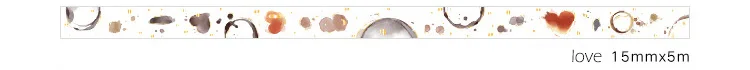 love 15mmX5m 15-40 мм* 5 м каваи кофейная чашка золото Васи клейкие наклейки Скрапбукинг маскирующая лента школьные принадлежности пуля журнал Papeleria sl1551 - Цвет: love 15mmX5m