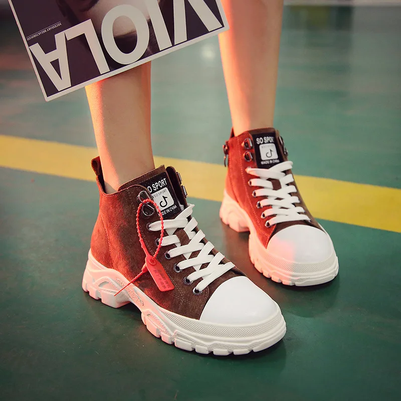 Genuine Leather Women's Winter Shoes Plush Warm Women Platform Sneakers 2019 Combat Boots Woman Martin YD198 | Спорт и