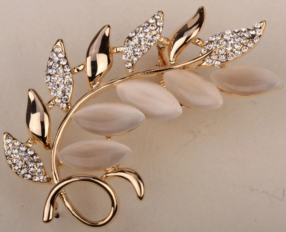 Женские серьги манжеты с клипсой в виде листьев и правого уха золотого