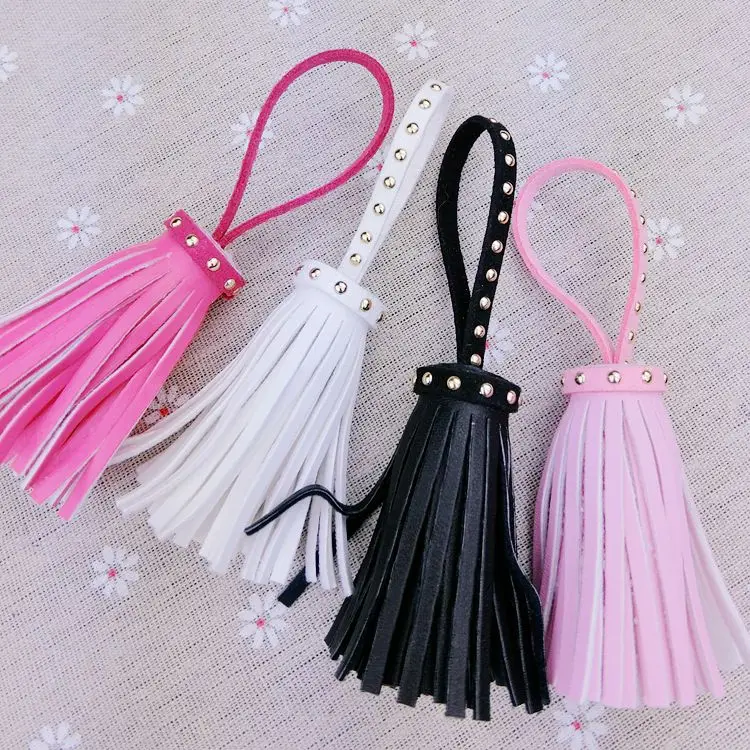 10 шт./лот бархатные заклепки с кисточкой Автомобильный Брелок-держатель цепочка