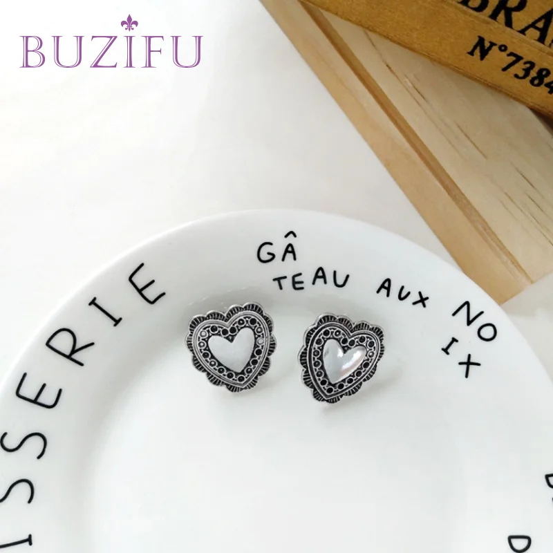 BUZIFU Горячие моды Этническая Винтаж ювелирные изделия резьба полые Gypsy Heart Серьги