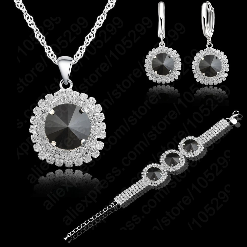 Romantic Women Wedding Jewelry Sets 925 Sterling Silver Cubic Zircon Necklace&ampEarring&ampBracelet Set | Украшения и аксессуары