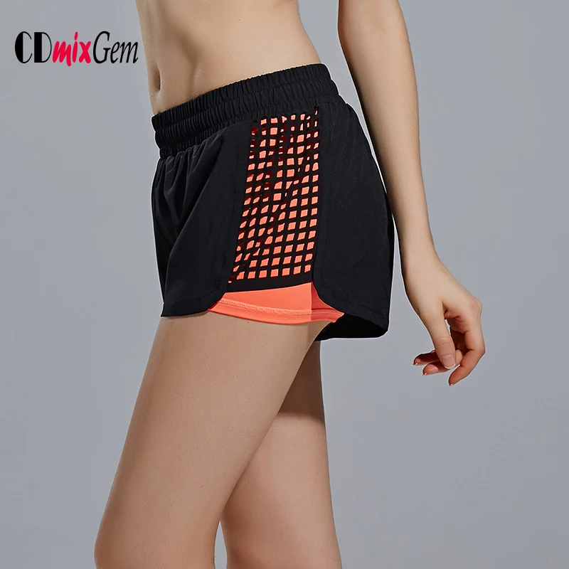 Summer Women Sport Fitness Yoga Shorts 2 In 1 Athletic Cool Ladies Running Short Clothes Jogging QY |