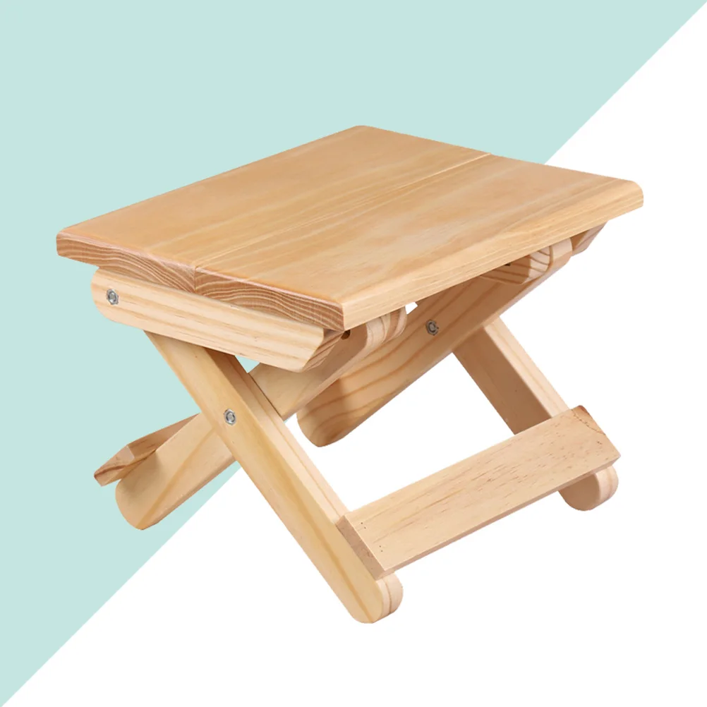 1 PC Lightweight Folding Stool Simple Fashion Household Portable Wooden Folding Stool for Fishing Camping Outdoor Travel Pinic