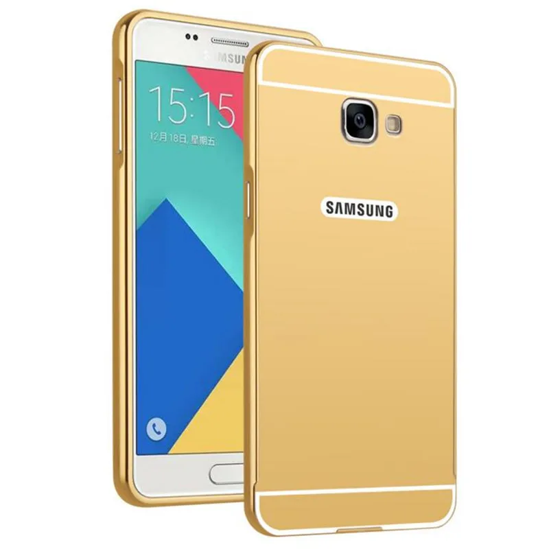 Для Samsung Galaxy A3 A5 A7 J5 J7 2016 2017 J4 J6 Plus A8 A9 2018 алюминиевая рамка + зеркальная крышка для S4