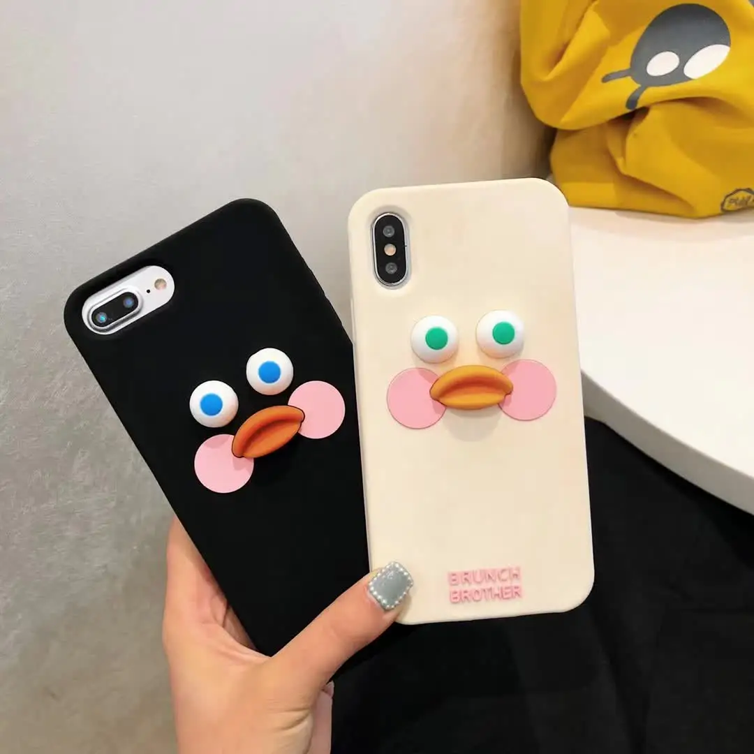 3D Cute Cartoon Pout Sausage Toast Bread Bearded Rabbit lip Duck Soft Silicone Case for iPhone X XS MAX XR 6 6S 7 8 Plus Cover |