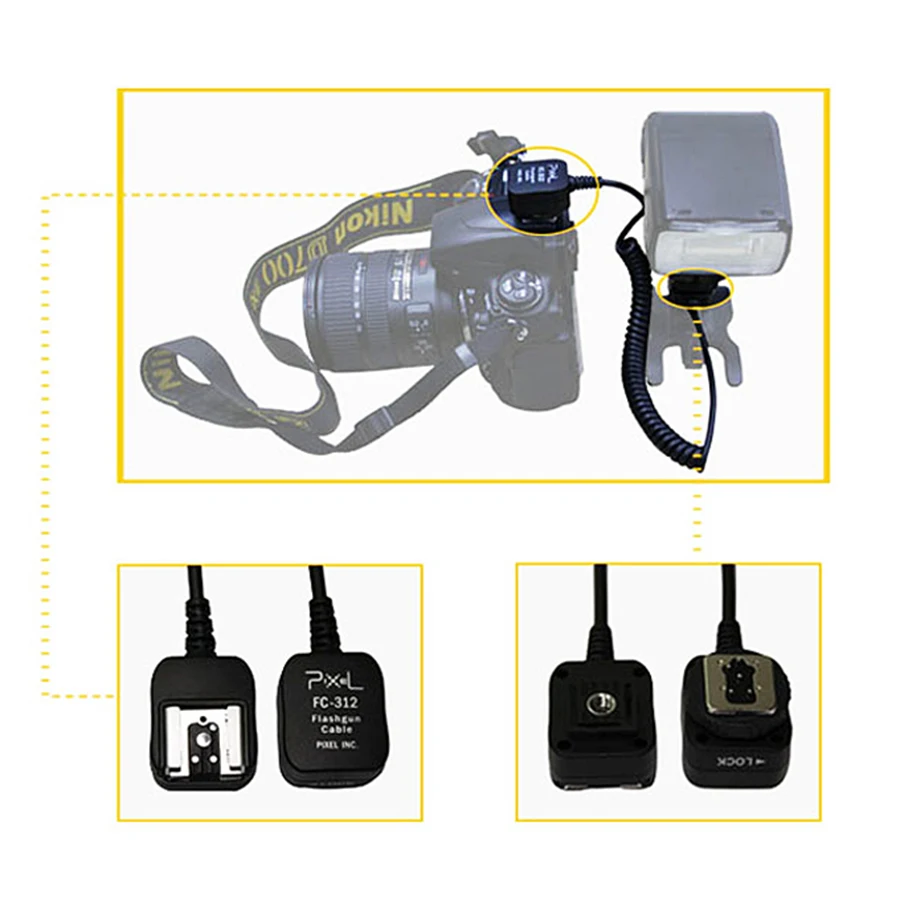 Pixel FC-312 TTL Выкл-камера Удаленная Вспышка Speedlite Синхронизация Расширение Горячий
