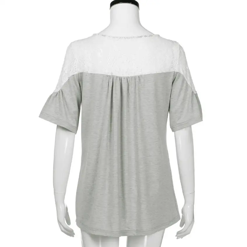 Женские топы и блузки рубашки летние кружевные с коротким рукавом blusa feminina Прямая