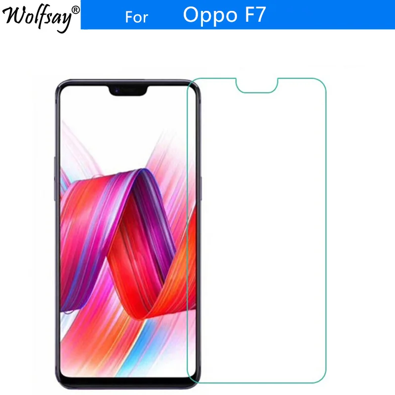 Vidrio templado para Oppo F7, Protector de pantalla CPH1819 CPH1821, pel&iacute;cula Original antiexplosi&oacute;n para Oppo F7, vidrio OppoF7, 6,23 ", Wolfsay, 2 uds.-0