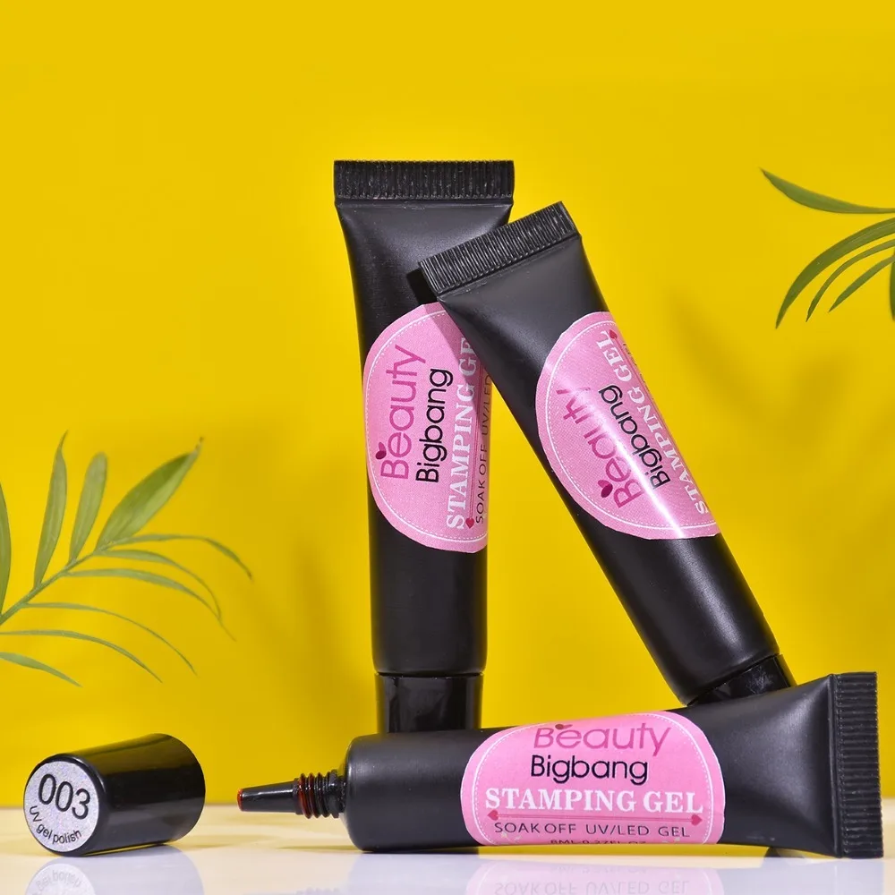 Гель-лак для штамповки Beautybigbang, 8 мл, красно-белое верхнее покрытие для ногтей, художественная штамповочная пластина, УФ-Гель-лак, впитывающий лак, полигель