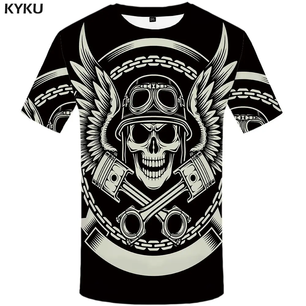 3d t shirt 06 Повседневная мужская футболка KYKU, черная футболка с 3D-принтом черепа и флага Великобритании, в стиле панк-рок, лето - Цвет: 3d t shirt 06