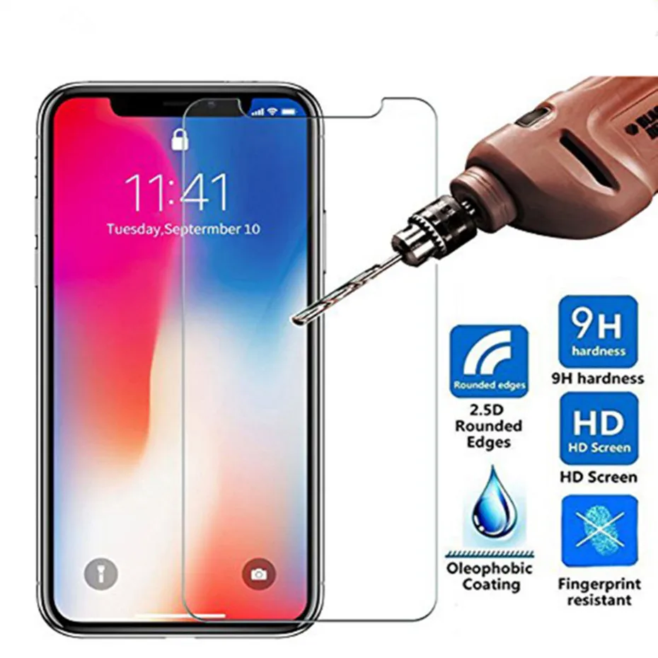 Закаленное стекло для iPhone X Xs Max XR 11 Pro защита экрана 9H Защитная пленка телефона 8 6 6S
