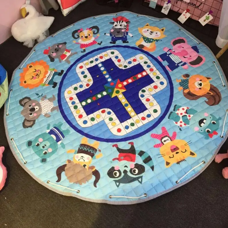 Детская игровая дорожка, игровые коврики, Детские Мультяшные животные, лиса, кролик, Лев, жираф, одеяло для ползания, ковер, игрушки, сумка для хранения, декор детской комнаты - Цвет: Animal game
