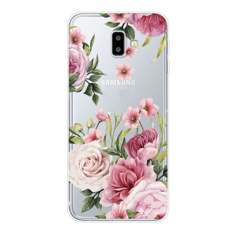 Чехол для samsung Galaxy J6 Plus, чехол для samsung Galaxy J6 Prime J6Plus, чехлы в стиле ретро с цветами, прозрачный мягкий силиконовый чехол - Цвет: E