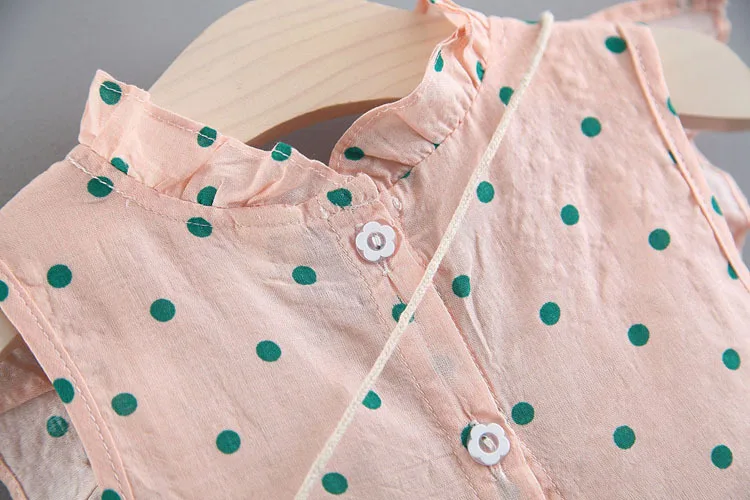 Топ без рукавов в горошек для маленьких девочек + многослойный из ПП ткани