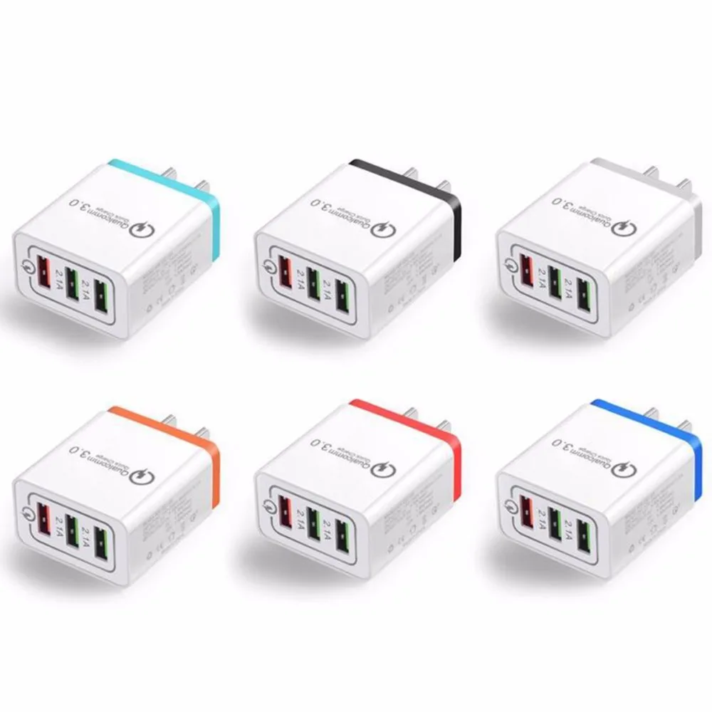 SOONHUA 3 порта USB зарядное устройство Красочные 5 в 2.1A быстрое настенное зарядное устройство адаптер QC3.0 мобильный телефон зарядный адаптер для iPhone samsung