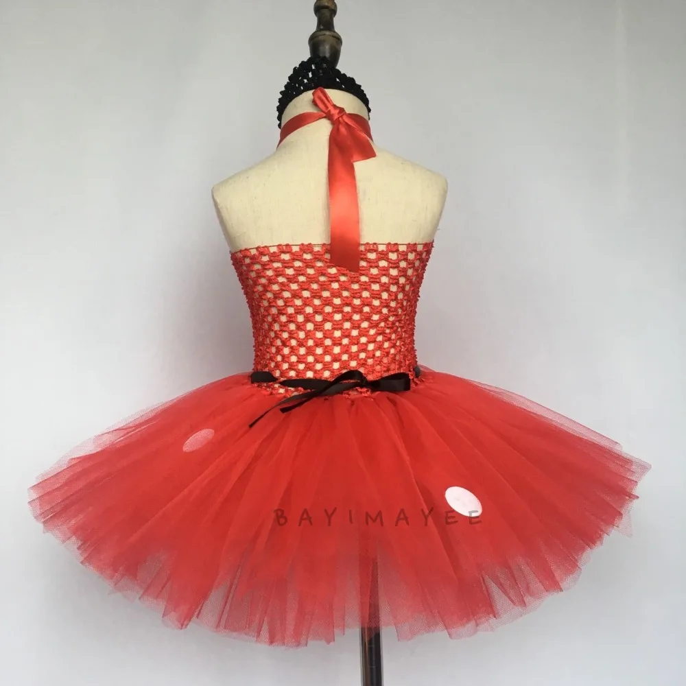 Милое красное платье-пачка для девочек с героями мультфильмов детское