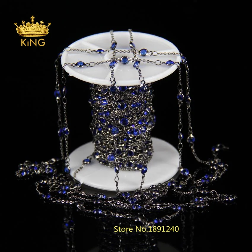 DIY темно-синий плоский граненый круглый стеклянный бисер цепочка с пистолетом