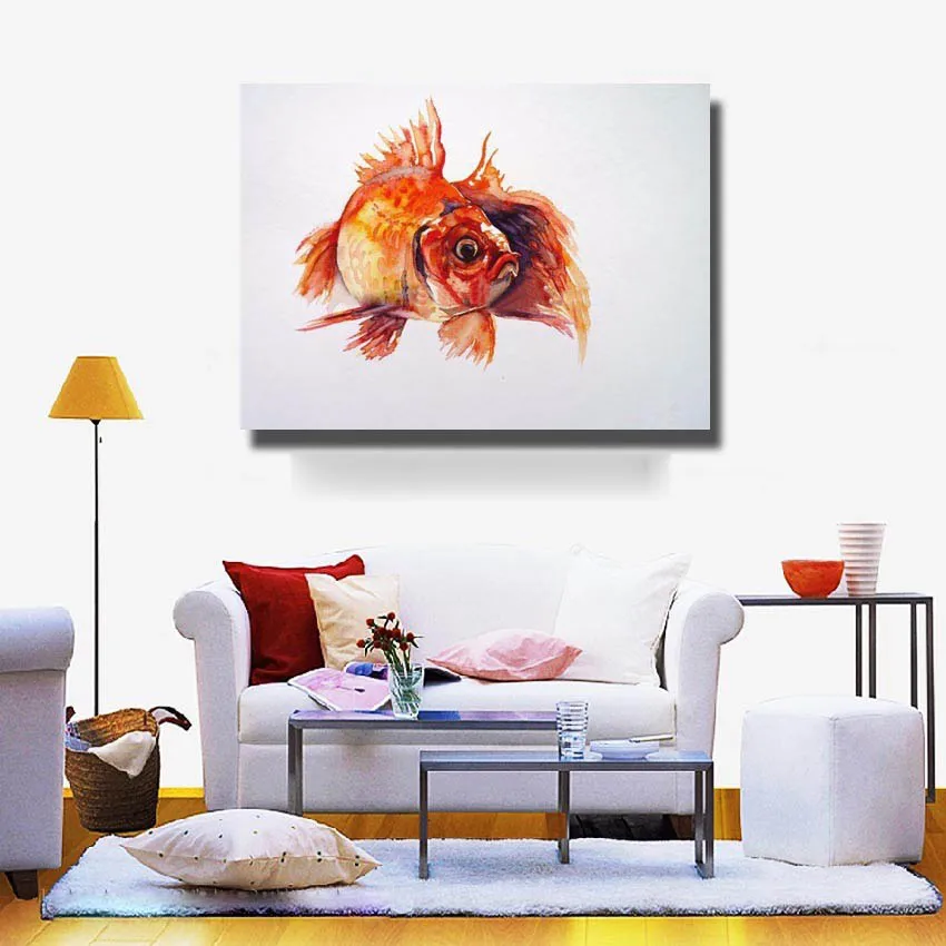 

Goldfish Nice Animal Canvas Wall Picture Hand Made High Quality Home Decor Wall Painting Art