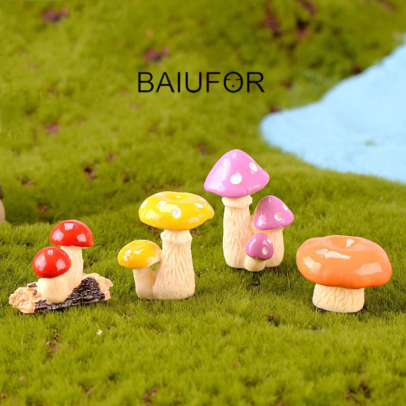 BAIUFOR полимерные миниатюры Мультяшные искусственные грибы Фея садовый декор