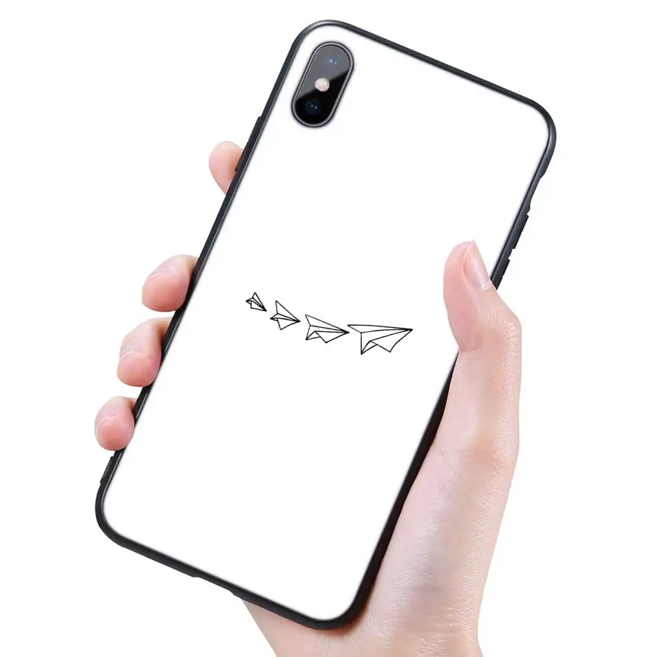 012 Силиконовый черный чехол для iPhone 11 Pro XR X XS MAX 7 8 6 6S Plus 5 5S SE 5C 7Plus 8Plus чехол для телефона для путешествий по миру бумажный самолет - Цвет: 012