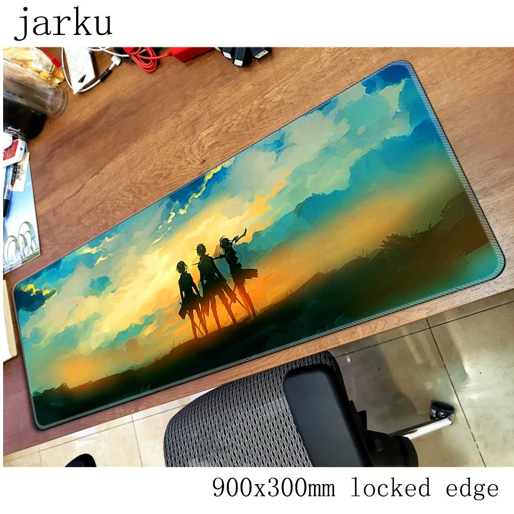 Игровой коврик для мыши Attack on Titan игровой 900x300X3MM большой подарок аксессуары