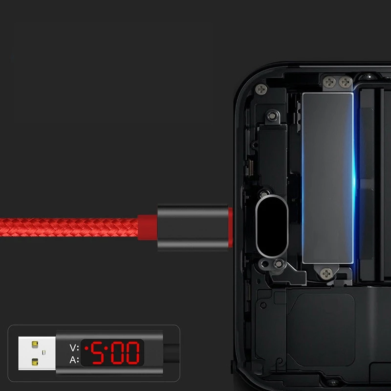 Светодиодный кабель для быстрой зарядки и передачи данных Micro USB зарядный со