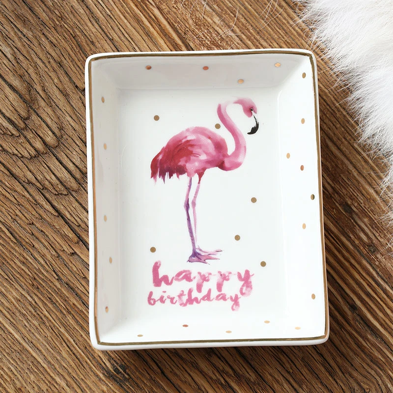 Креативное керамическое розовое блюдо с Фламинго скандинавские расписанные