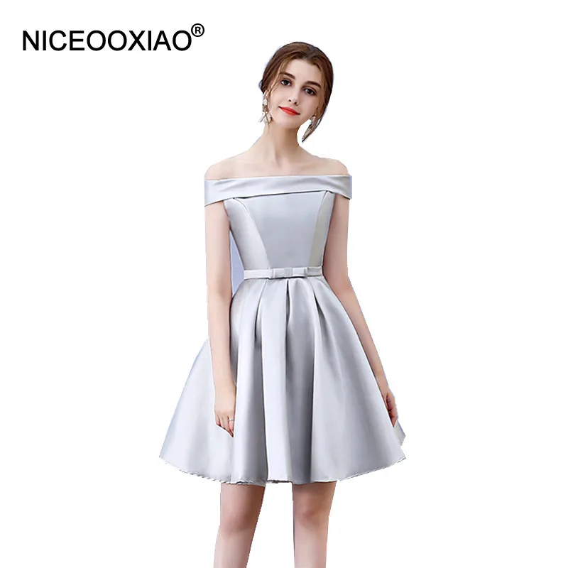 Женское вечернее платье NICEOOXIAO короткое с вырезом лодочкой Вечернее Бальное